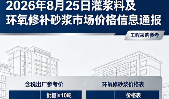 独山2026年8月25日灌浆料及环氧修补砂浆市场价格信息通报